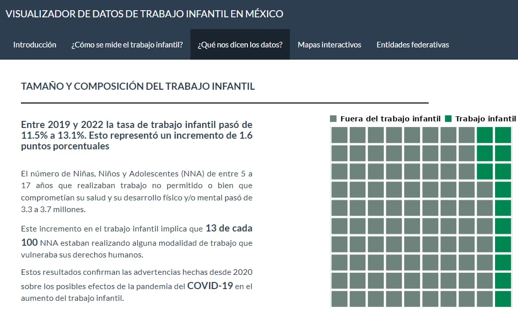 Portada del proyecto Visualizador de datos de trabajo infantil en México